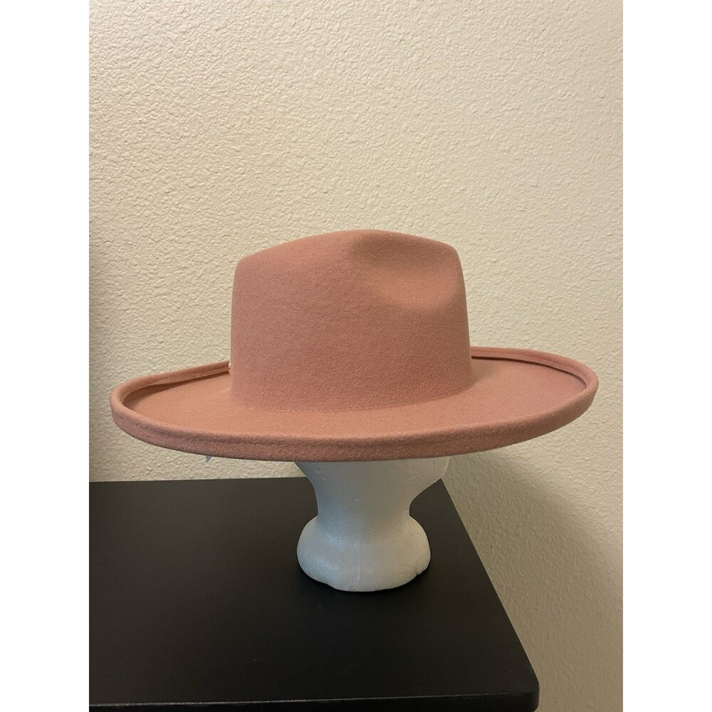 Gigi Pip Cara Loren Pencil Wide Brim Hat Tan 100% Australian Wool Size 57